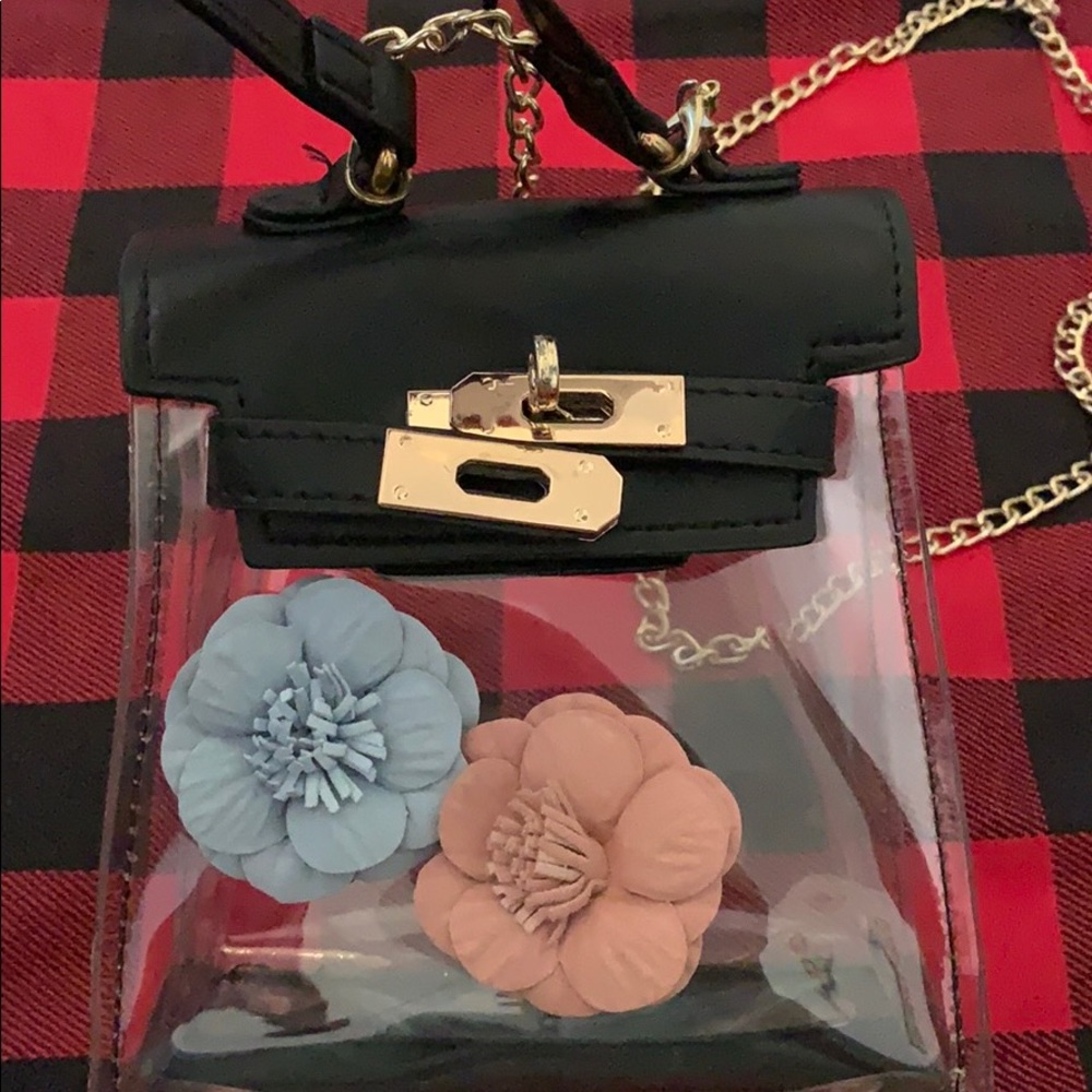 Clear purse with flower accents